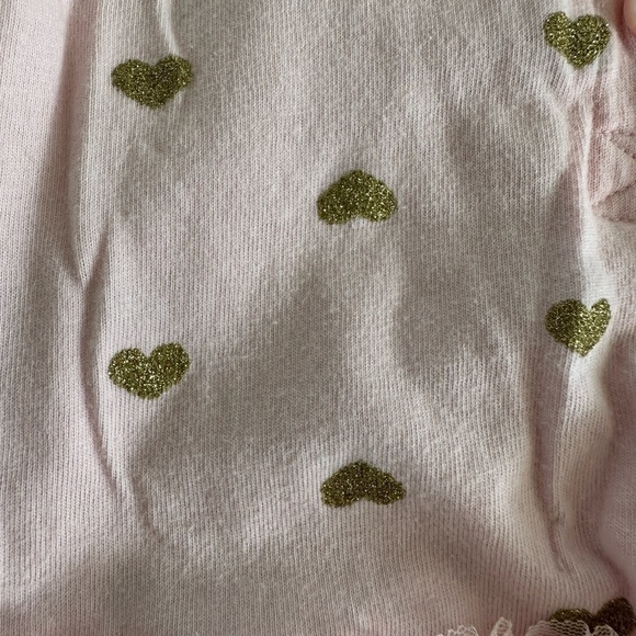 Child of Mine Girls Pink and Gold Glitter Heart Tutu Flutter Sleeve Bodysuit 12M - Picture 5 of 8
